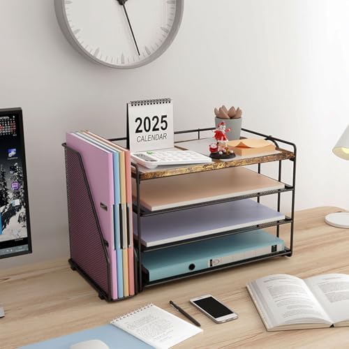 gianotter 4-Tier Wood Paper Organizer With Magazine Holder