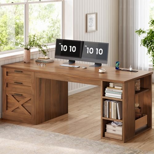 SEDETA 55.1" Farmhouse Executive Office Desk with 3 Drawers for Home Office