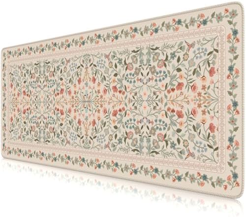 iCasso Aesthetic Desk Mat,31.5x11.8in Mouse Pads,Beige Floral