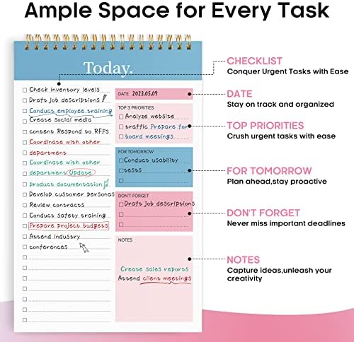 Taja To Do List Notepad, Undated Daily Planner for Work and Goal Setting