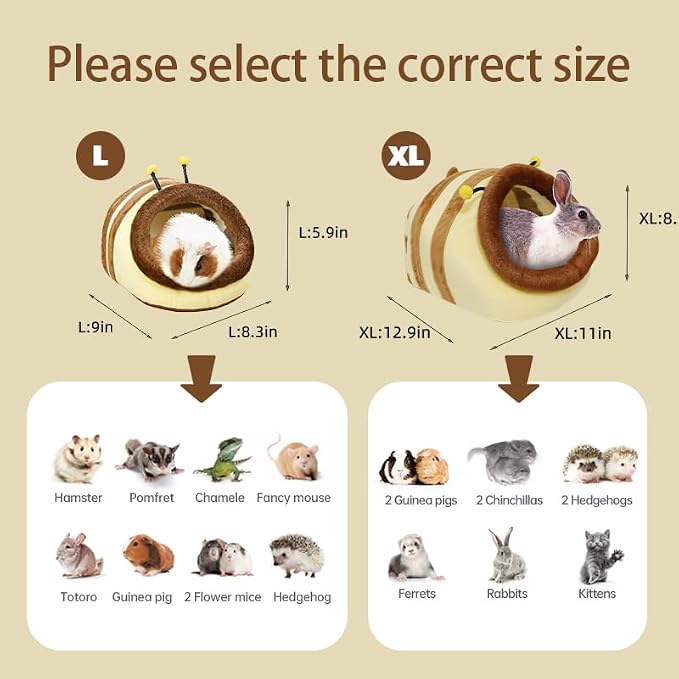 EAEDMY Guinea Pig Bed House & Hideout for Rat Bearded Dragon Hedgehog Ferret to Sleep and Hide, Guinea Pig Cage Accessories Habitat Décor (Large, 5.Wasp)