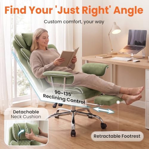 NEO CHAIR Big & Tall Leather Office Chair, High Back, Lumbar Support, Green
