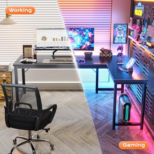 Huuger 63 Inch L Shaped Desk with 0.95 Inch Thicker Desktop
