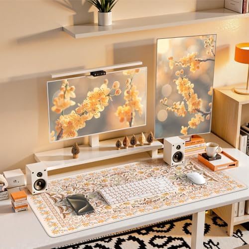 iCasso Desk Matt for Desktop, Cute Desk Pad Mat,35.4x15.7in,Yellow Floral