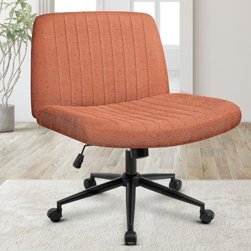 Orange Factory Criss Cross Chair, Wide Wheel Vanity Seat, Brown Dual Base