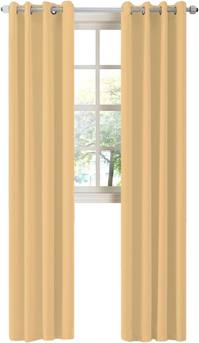 LA PALMA Thermal Insulated Blackout Darkening Grommet Living Room Curtains Window Drapes for Bedroom Pack of 2 Panels
