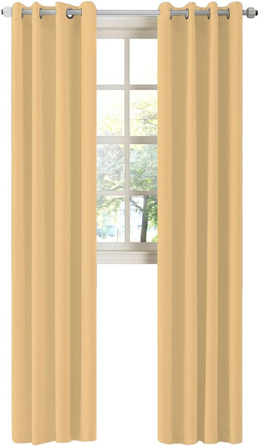 LA PALMA Thermal Insulated Blackout Darkening Grommet Living Room Curtains Window Drapes for Bedroom Pack of 2 Panels