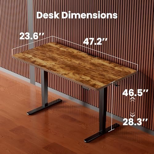 ErGear Height Adjustable Electric Standing Desk, 48 x 24 Inches Sit Stand up Desk, Memory Computer Home Office Desk, Vintage Brown