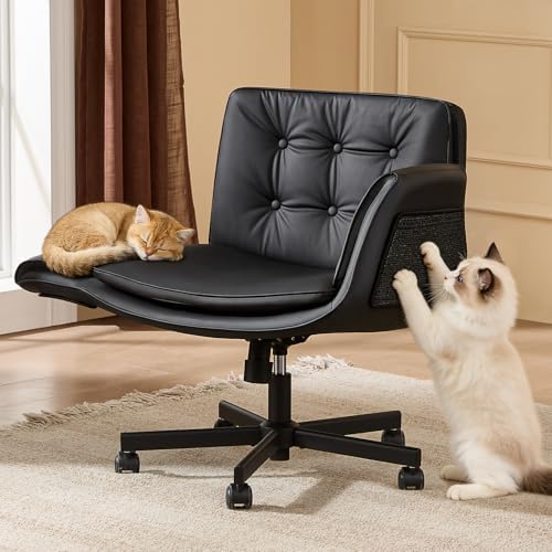 amseatec Criss Cross Office Chair, Swivel Makeup Vanity Chair with Wheels