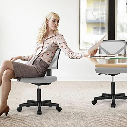 Sweetcrispy Small Armless Desk Chair, Mesh Rolling Office Chairs