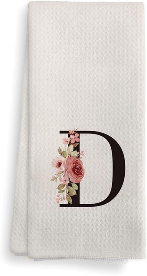 Kitchen Towel, Mode Monogram Letter D Kitchen Towel Dish Towel for Kitchen Dinning Bathroom, Waffle Kitchen Towel, Kitchen Towel and Dishcloths Sets 16×24 Inches, DS101