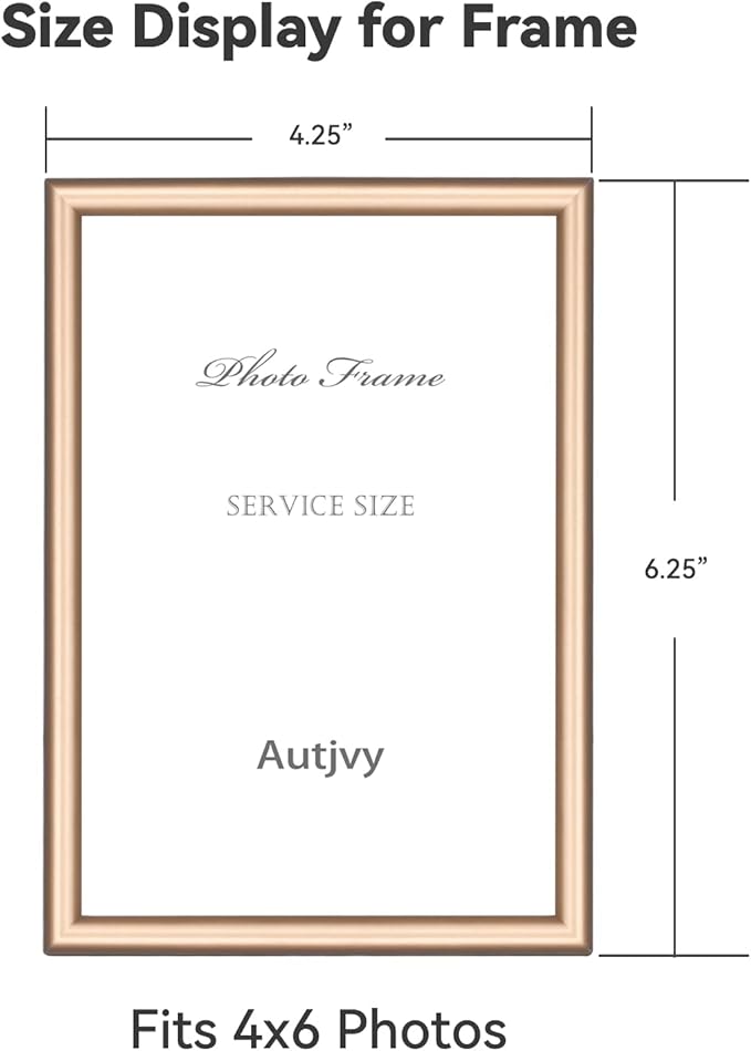4x6 Picture Frame Gold - Brushed Brass Modern Simple Thin Aluminum Metal Photo Frame with HD Real Glass, Display for Tabletop and Wall Collage. (2 Pack)