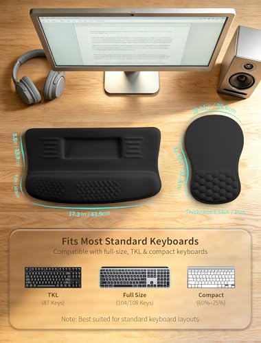Ergonomic Keyboard Stand, Wrist Rest & Mouse Pad, Memory Foam Wrist Support