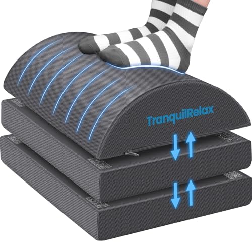 TranquilRelax Foot Rest Under Desk, 3-Height Adjustable Foot Stool, Gray