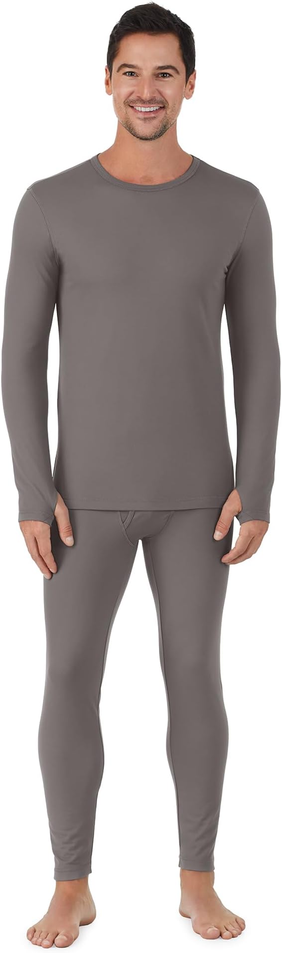 Cuddl Duds Mens Heavyweight Cold Weather Fleece Lined Thermal Set – Long Sleeve Shirt & Leggings – Lounge Sets for Men