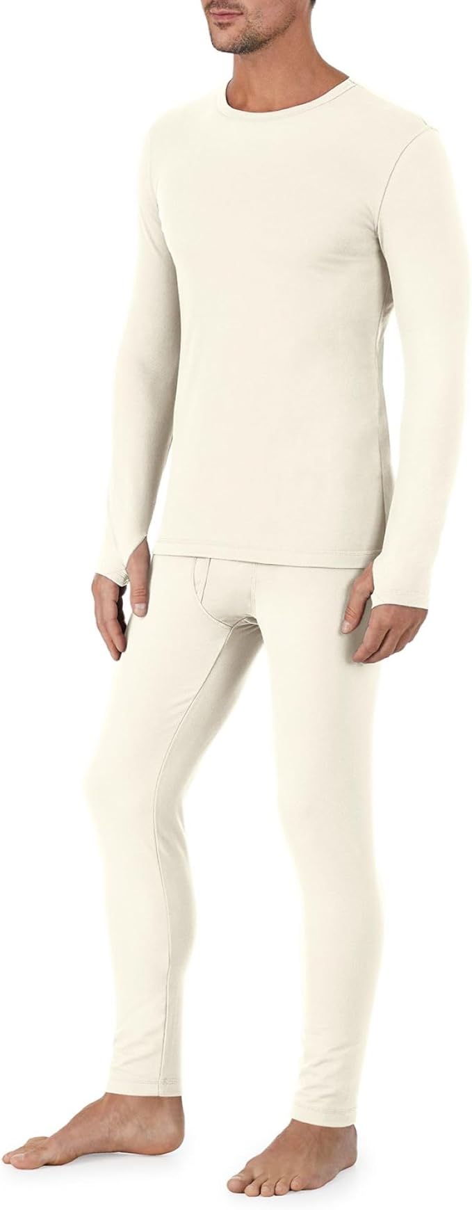 Cuddl Duds Mens Heavyweight Cold Weather Fleece Lined Thermal Set – Long Sleeve Shirt & Leggings – Lounge Sets for Men