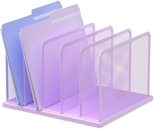 Kuntine.B 5-Section Upright Desk File Organizer Purple 1 Pack