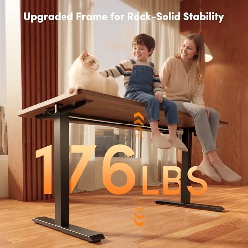 FEZIBO Standing Desk 48 × 24 Inch Electric Height Adjustable, Black Walnut