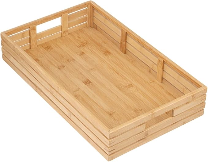 Restaurantware-20.75 x 13 x 3.75 Inch Breakfast Tray, 1 Rectangle Tray With Handles - Pallet Design, Chip-resistant, Bamboo Butler Holding Serving Tray, Shatterproof, For Meals, Snacks, And Beverages