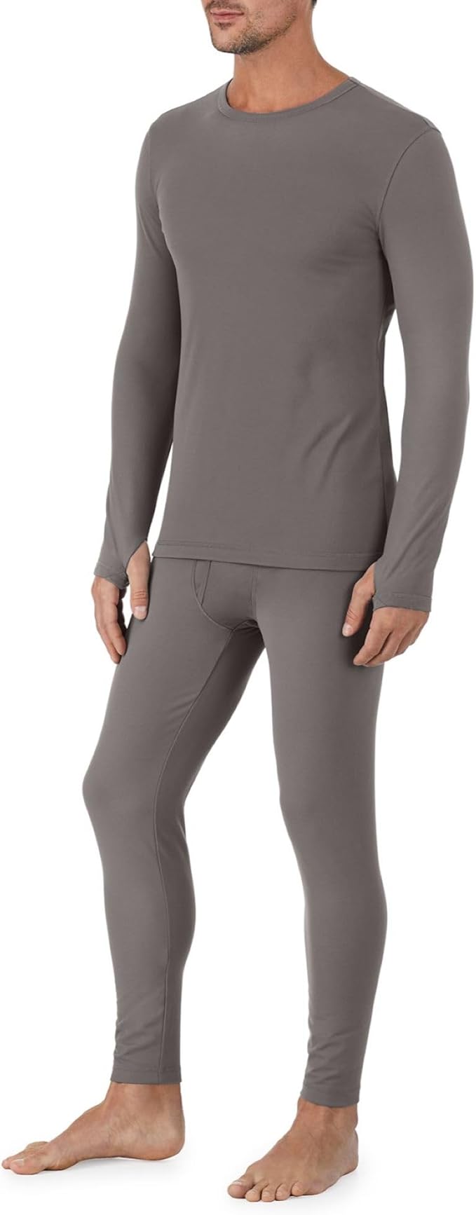 Cuddl Duds Mens Heavyweight Cold Weather Fleece Lined Thermal Set – Long Sleeve Shirt & Leggings – Lounge Sets for Men