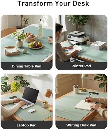 Aothia Faux Leather Desk Mat - Large Mouse Pad, Non-Slip PU Leather Blotter, Waterproof Writing Surface for Office and Home (Light Blue, 42" x 17")