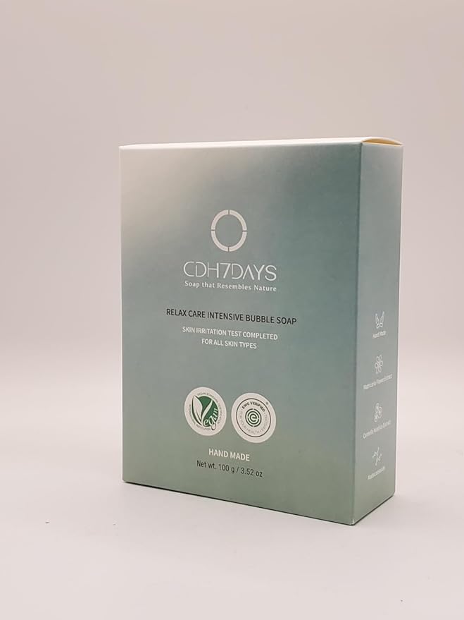 CDH7DAYS EWG VERIFIED VEGAN BAR SOAP/HANDMADE (MADE IN KOREA) Natural Body Soap Bar, Plant-Based, pH Balanced, Handmade, Blue RELAX CARE INTENSIVE BUBBLE SOAP RECOMM BABY AND CHILDREN.