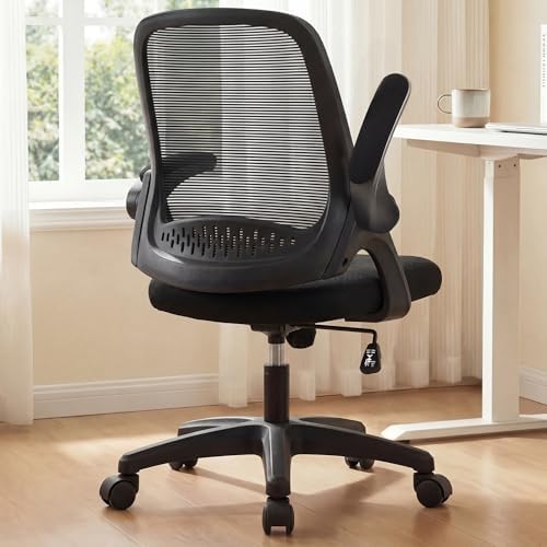 NEO CHAIR Office Desk Chair, Ergonomic Mesh with Flip-Up Arms, All Black