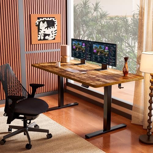 ErGear 63 X 28 Height Adjustable Electric Standing Desk, Vintage Brown