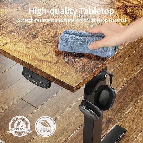 Agilestic 48*24 Inch Height Adjustable Electric Standing Desk, Rustic Brown
