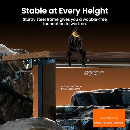 ErGear Height Adjustable Electric Standing Desk, 63 x 28 Inches Sit Stand up Desk, Memory Computer Home Office Desk, Dark Walnut