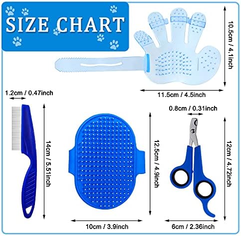Patelai 4 Pieces Bunny Grooming Kit Rabbit Nail Clipper Rabbit Brush Hair Remover Shampoo Brush with Adjustable Ring Handle for Rabbits Guinea Pig Hamsters Puppy Kitten Hamster Ferret(Blue)