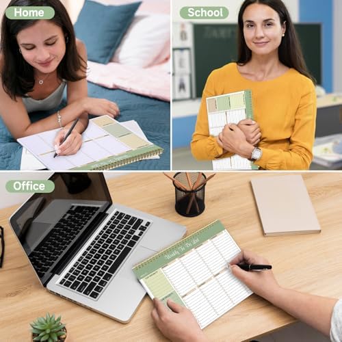Thboxes Weekly To Do List Notepad, 8.5"x11" Desk Planner 52 Sheets, Green