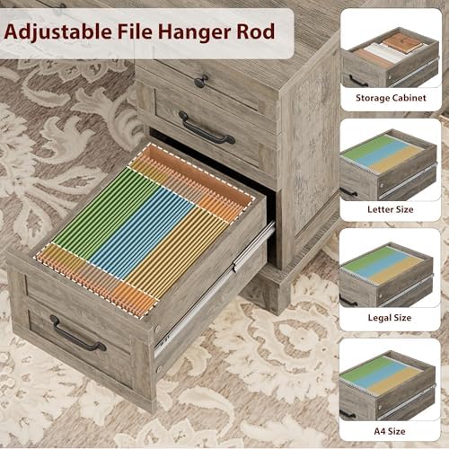 IDEALHOUSE 60" Farmhouse Wooden Home Office Executive Desk with Drawers