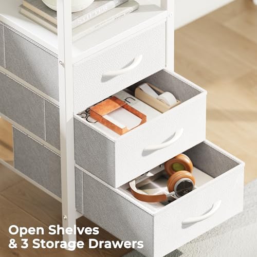Huuger L Shaped Office Desk with Power Outlets & 3 Drawers