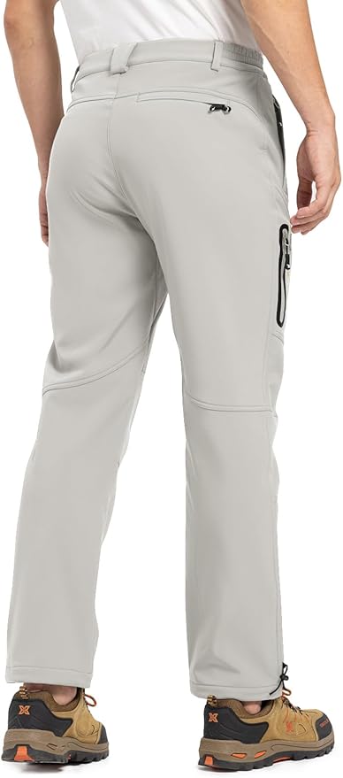 TBMPOY Men's Snow Pants Fleece Lined Hiking Winter Waterproof Softshell Ski Outdoor Insulated Climbing Pants Zipper Pockets