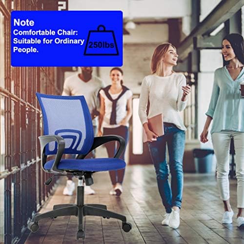BestOffice | Ergonomic Office Chair | Mid-Back Swivel Desk Chair | Breathable Backrest & Lumbar Support | Adjustable Height | Sponge Seat | Rolling Wheels | Blue | for Adults & Women | Pack of 2