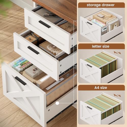 SEDETA 55.1" Farmhouse Office Desk with 3 Drawers for Home Office