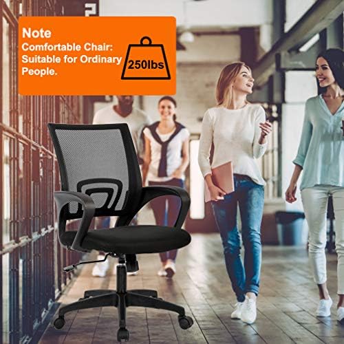 BestOffice Ergonomic Office Chair | Mid-Back Swivel Desk Chair | Black
