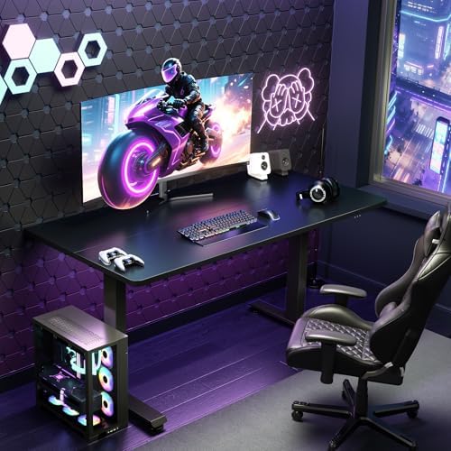 Veken 55 Inch Large Electric Standing Desk, Gaming Table, Black