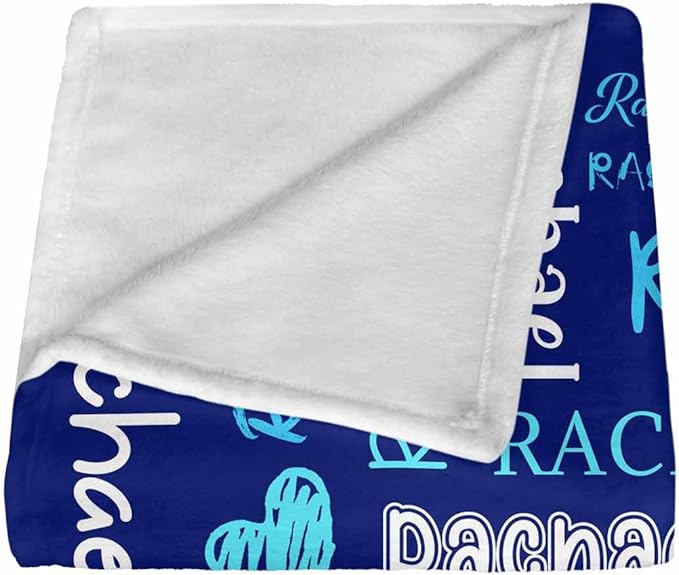 Personalized Baby Name Blanket for Kids Adults Custom Tolder Blankets with Name Love Heart Text Pattern Customized Throw Blanket for Boys Girls Gifts on Birthday Christmas