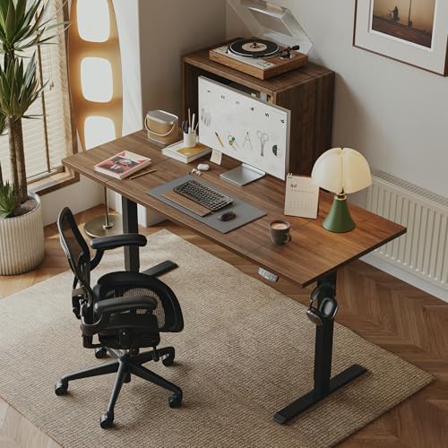 Agilestic 71*32 Inch Height Adjustable Electric Standing Desk, Dark Walnut