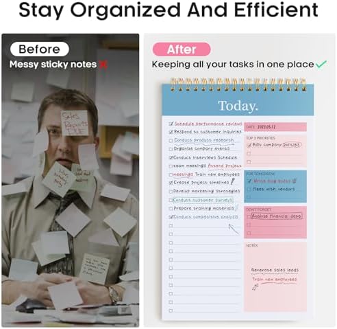 Taja To Do List Notepad, Undated Daily Planner for Work and Goal Setting