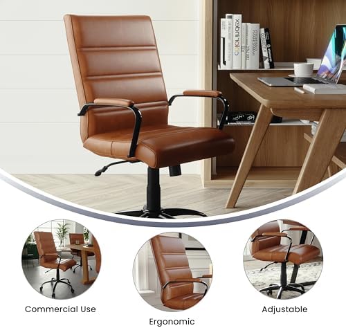 Flash Furniture Mid-Back LeatherSoft Executive Office Chair, Brown/Black