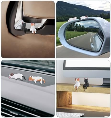 8Pcs Cat Desk Accessories, Cute Resin Mini Cat Desk Figurines for Monitor, Car Dashboard & Desk-Decor, Adorable Mini Cats Figurines for Office Car Home Decor, Ideal Gift for Cats Lovers