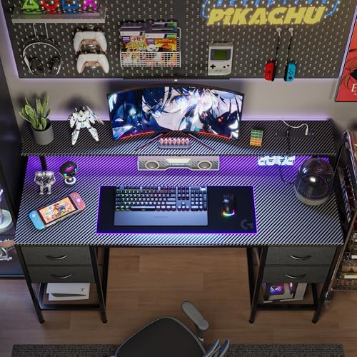 Huuger 47 inch Computer Desk with Power Outlets & 4 Drawers