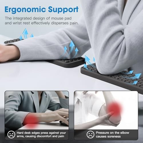 MEKASS L-Shaped Desk Elbow Pad for Desk, Memory Foam Elbow Support Padding with Non-Slip, Ergonomic Desk Edge Cushion, Wrist Comfort Support for Office Home 2 Pcs (Hexagon Black)