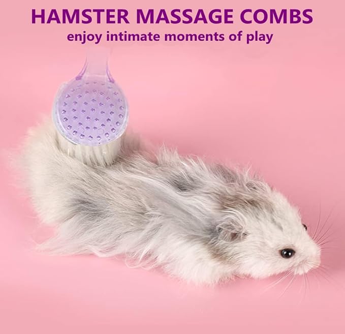 3PC Small Animal Bath Brush with Lid Soft Cleansing Brush Massage Combs for Hedgehog Guinea Pig Rabbit Chinchilla Ferret Small Animal Grooming Tool Cleaning Supplies