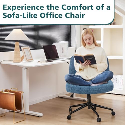 OLIXIS Criss Cross Chair with Wheels, Vanity Chair, Home Office Desk