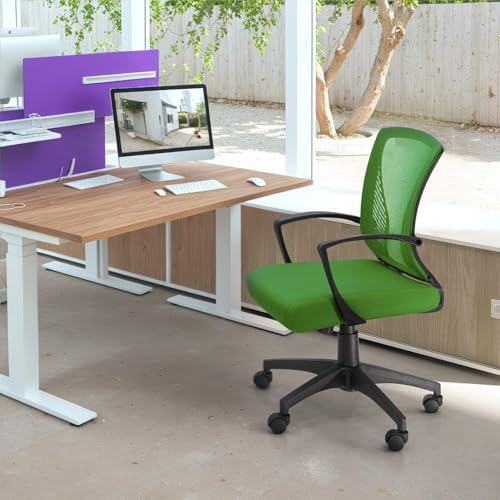 Furmax Office Chair Ergonomic Computer Desk Mesh Chair Mid Back Swivel Lumbar Support with Armrest (2, Green)