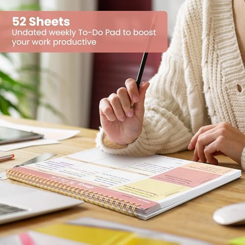 Weekly To Do List Notepad with 52 Undated Sheets（8.5"×11"）- Undated Weekly Planner Notepad for Office Desk Accessories and Supplies - Sunshine Petal